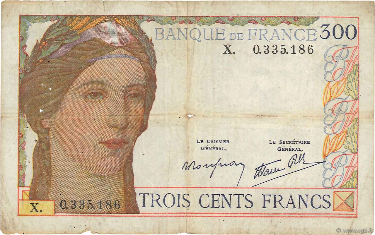 300 Francs FRANCE  1939 F.29.03 B+