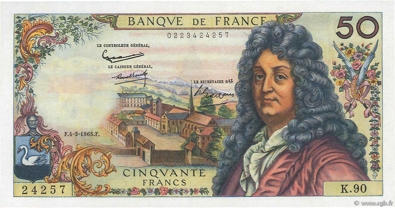 50 Francs RACINE FRANCE  1965 F.64.08 AU-