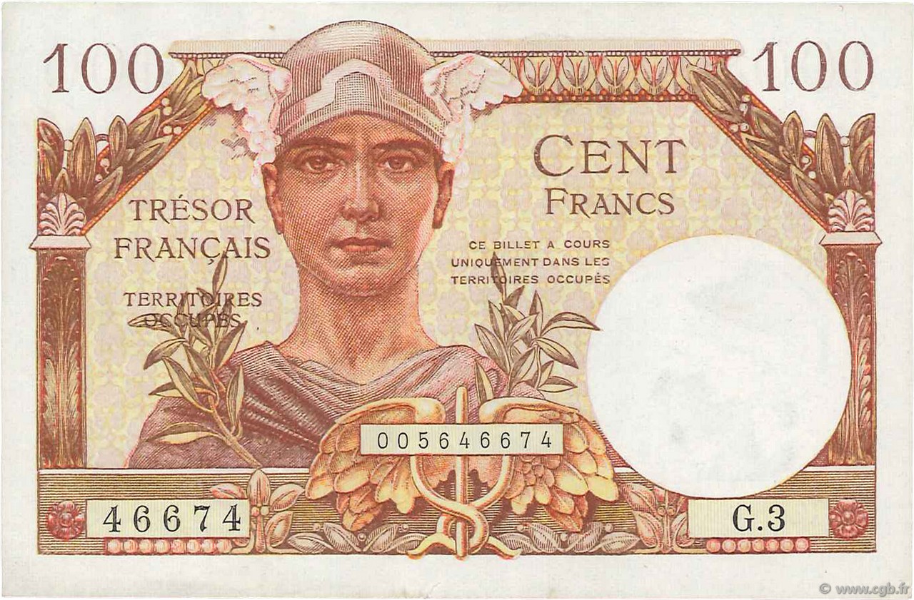 100 Francs TRÉSOR FRANÇAIS FRANCIA  1947 VF.32.03 SPL