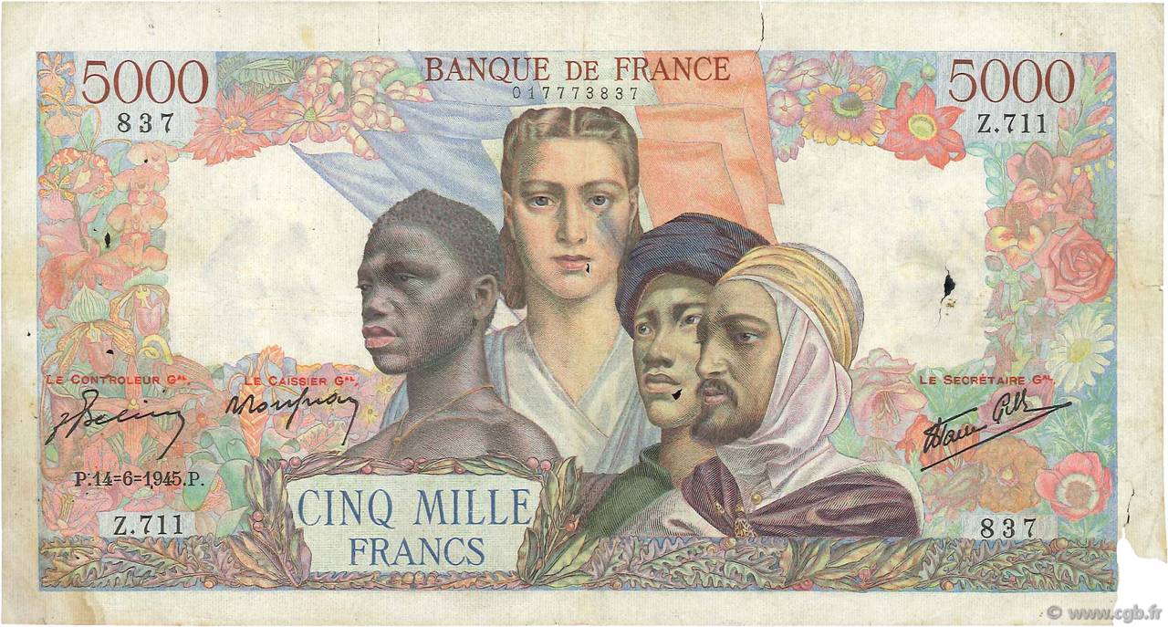 5000 Francs EMPIRE FRANÇAIS FRANCE  1945 F.47.30 B