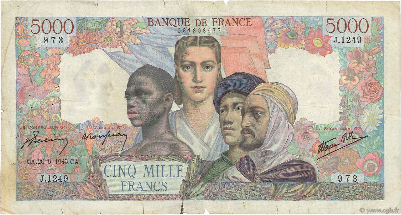 5000 Francs EMPIRE FRANÇAIS FRANCE  1945 F.47.44 B