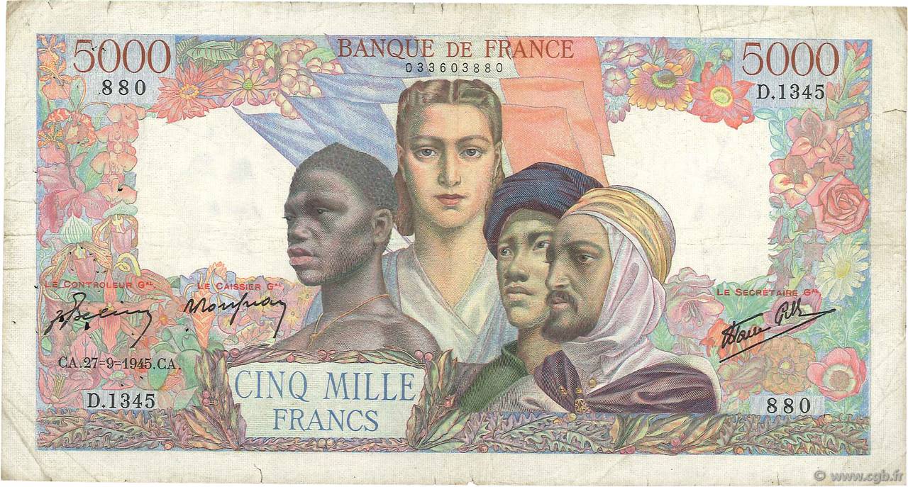 5000 Francs EMPIRE FRANÇAIS FRANCE  1945 F.47.45 B
