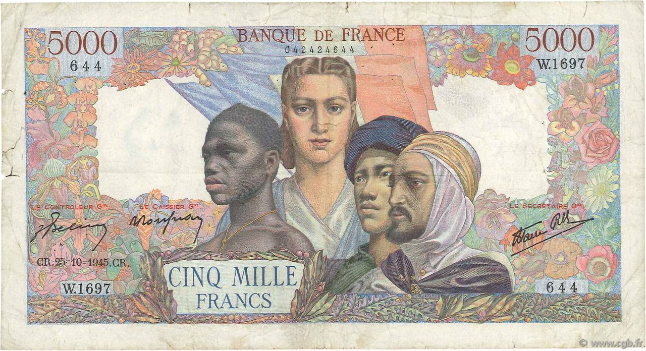 5000 Francs EMPIRE FRANÇAIS FRANCE  1945 F.47.48 B