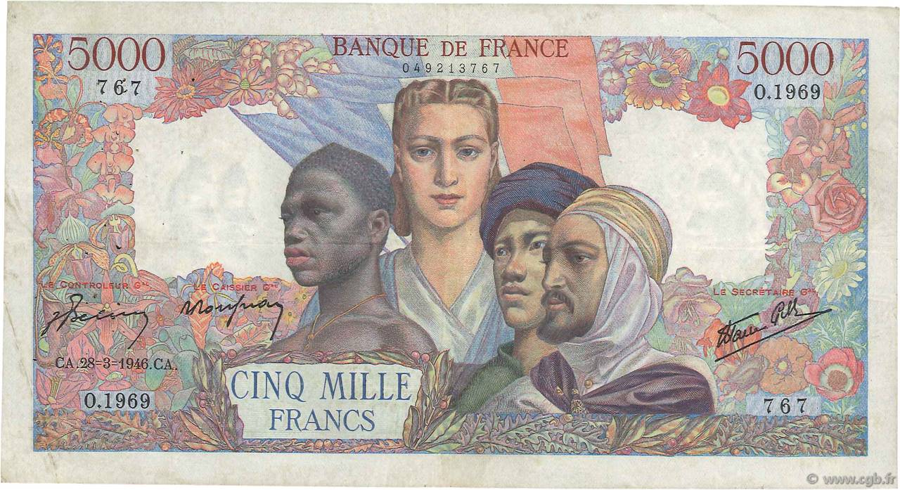 5000 Francs EMPIRE FRANÇAIS FRANCE  1946 F.47.51 pr.TTB