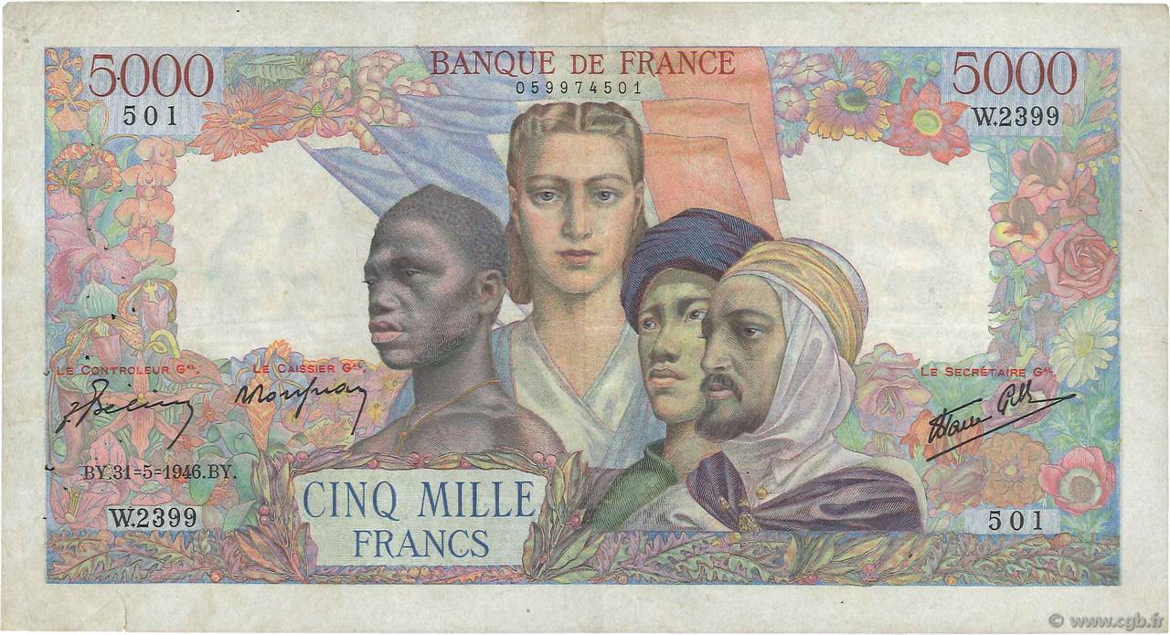 5000 Francs EMPIRE FRANÇAIS FRANCE  1946 F.47.54 pr.TTB