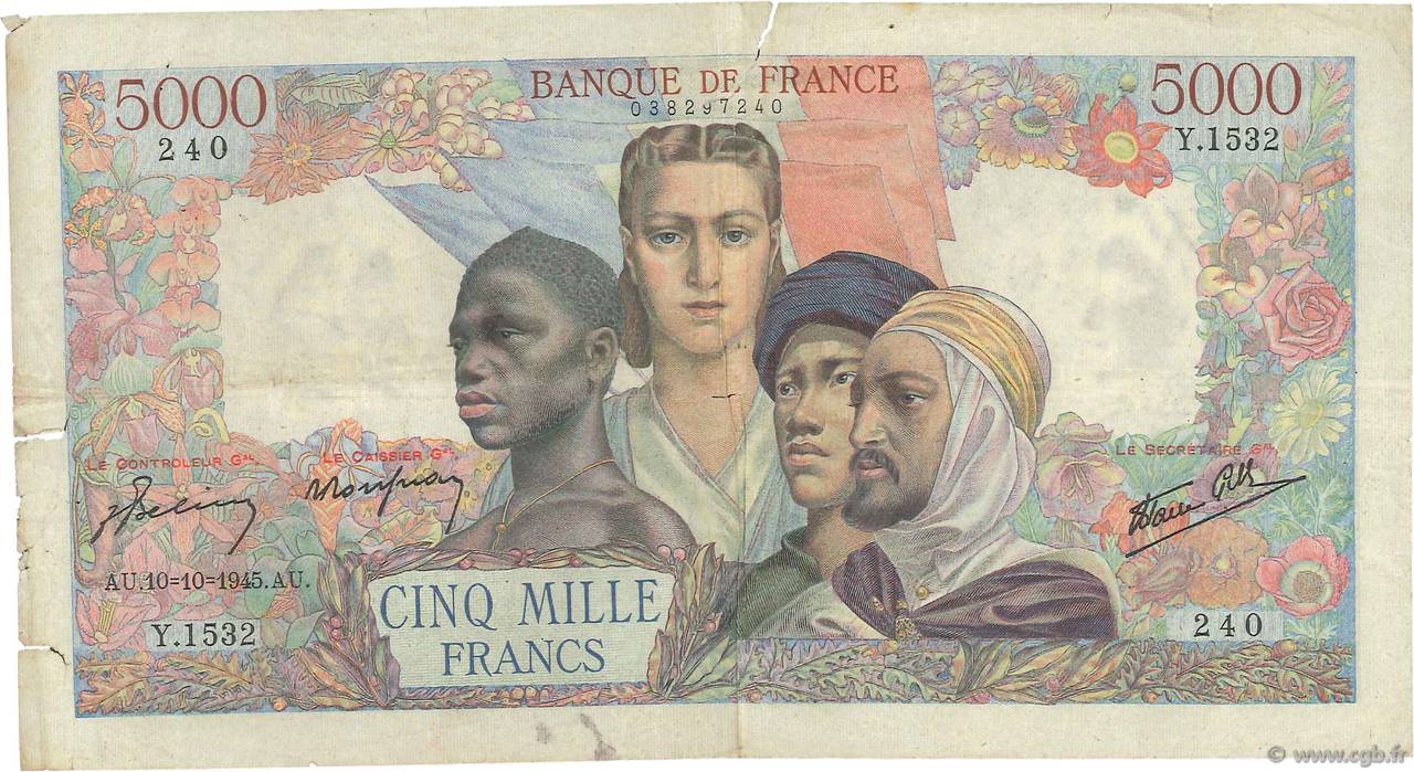 5000 Francs EMPIRE FRANÇAIS FRANCE  1945 F.47.47 pr.TB