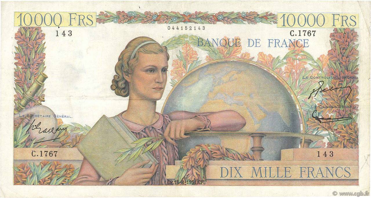 10000 Francs GÉNIE FRANÇAIS FRANCE  1951 F.50.53 TTB