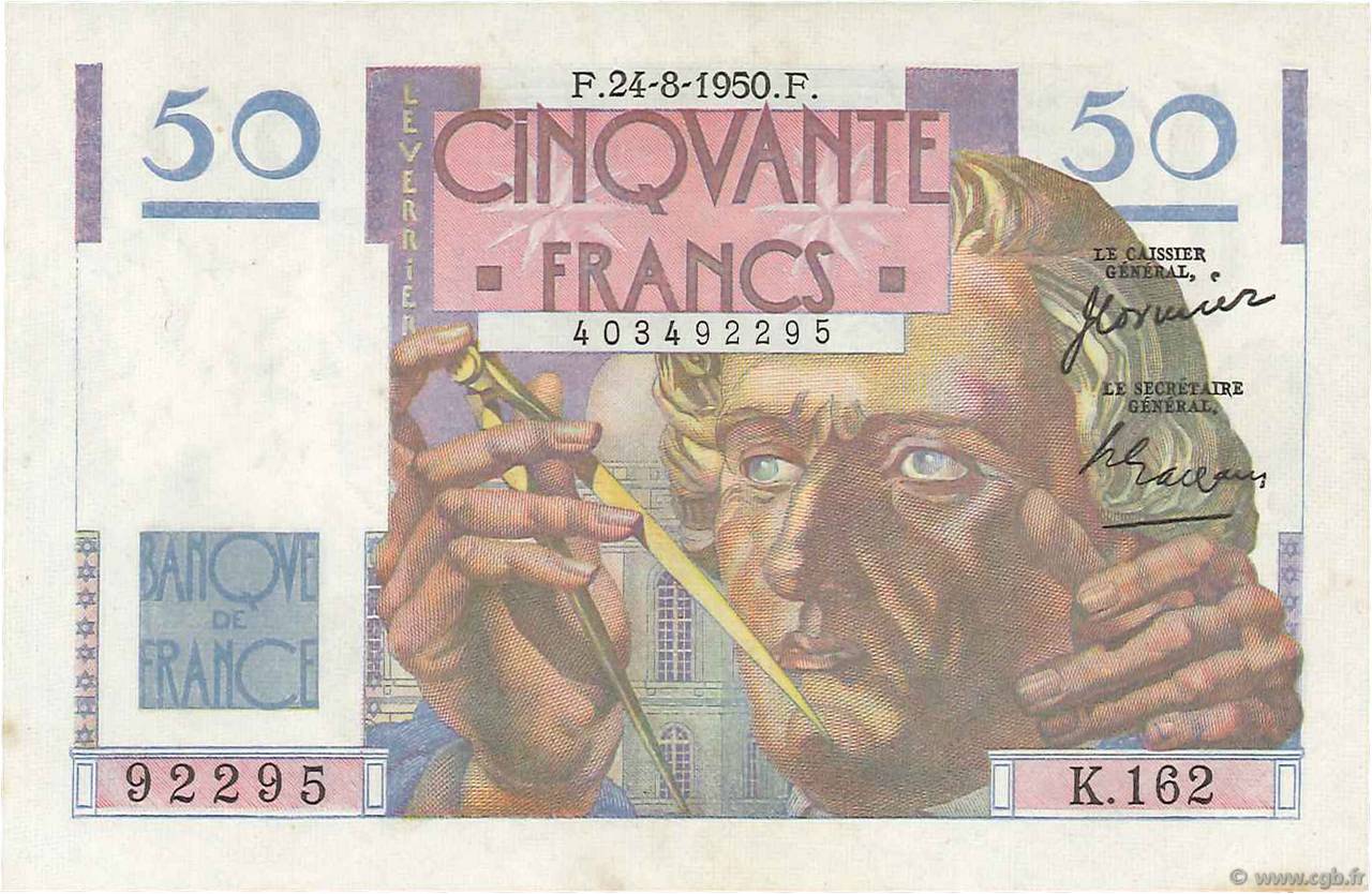 50 Francs LE VERRIER FRANCE  1950 F.20.16 pr.SUP