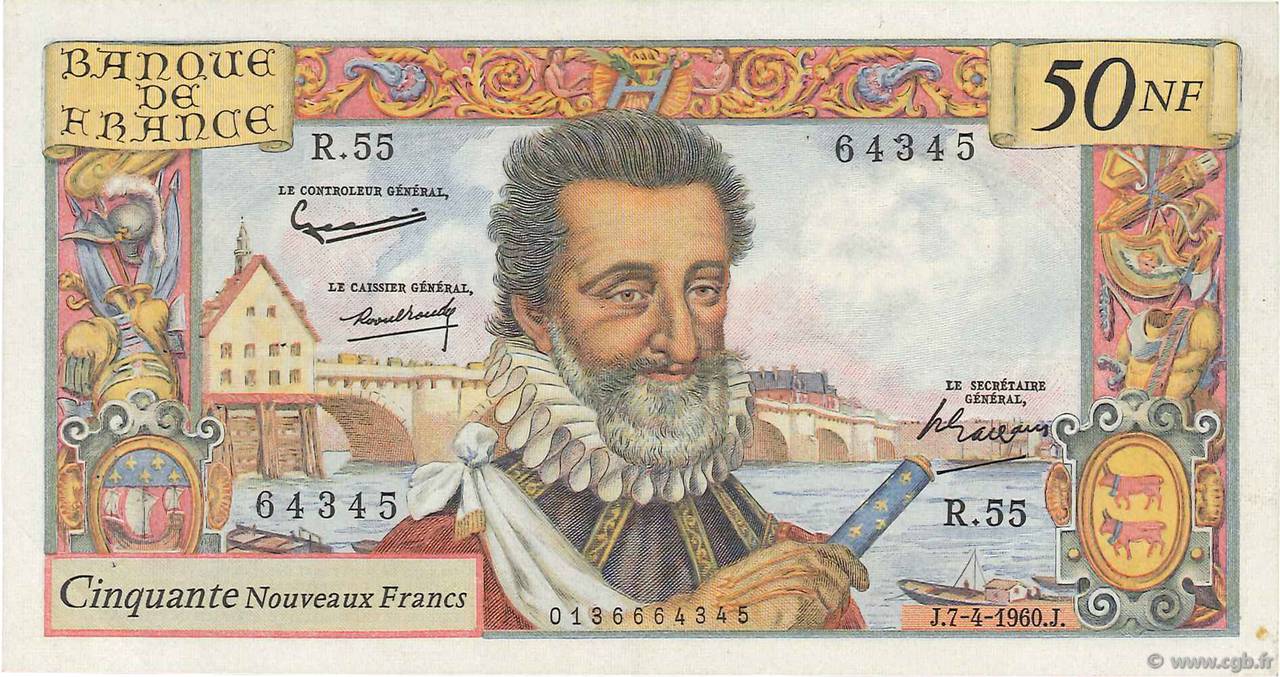 50 Nouveaux Francs HENRI IV FRANCE  1960 F.58.05 TTB
