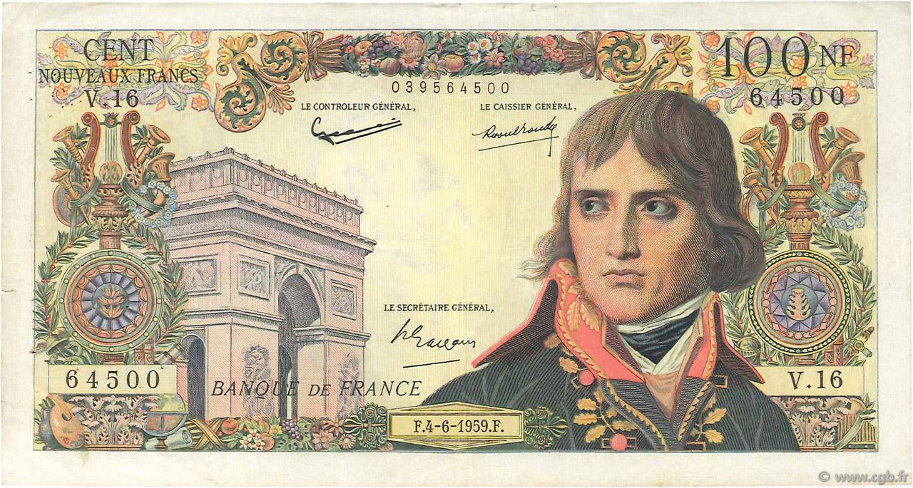 100 Nouveaux Francs BONAPARTE FRANCE  1959 F.59.02 pr.TTB