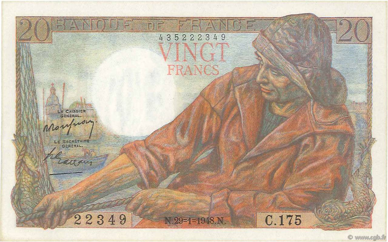 20 Francs PÊCHEUR FRANCE  1948 F.13.12 SUP