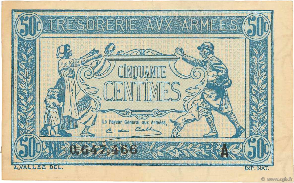 50 Centimes TRÉSORERIE AUX ARMÉES 1917 FRANCE  1917 VF.01.01 SUP