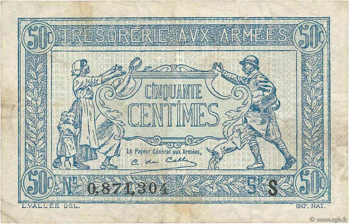 50 Centimes TRÉSORERIE AUX ARMÉES 1919 FRANCE  1919 VF.02.02 F