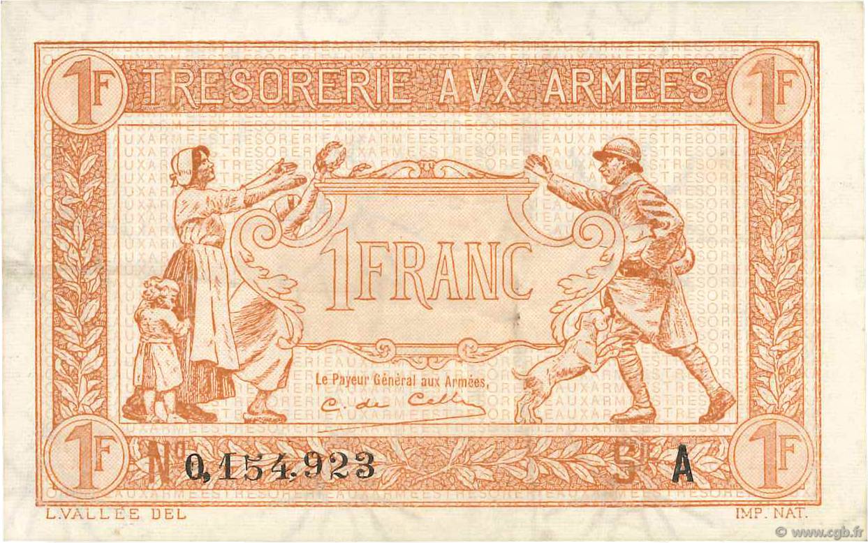 1 Franc TRÉSORERIE AUX ARMÉES 1917 FRANCE  1917 VF.03.01 VF