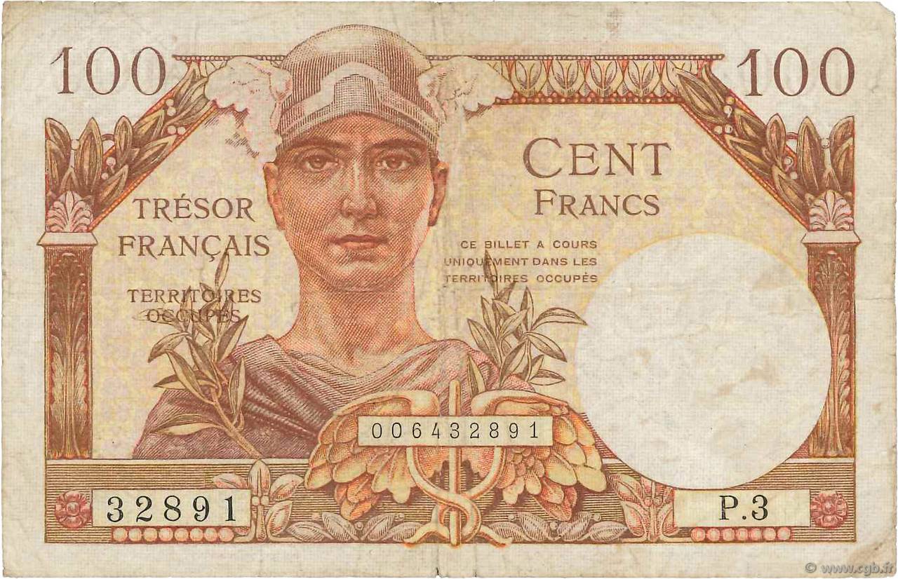 100 Francs TRÉSOR FRANÇAIS FRANCE  1947 VF.32.03 VG