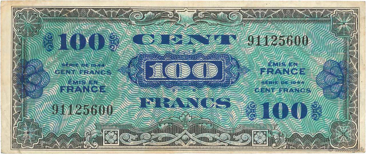 100 Francs DRAPEAU FRANCE  1944 VF.20.01 F+