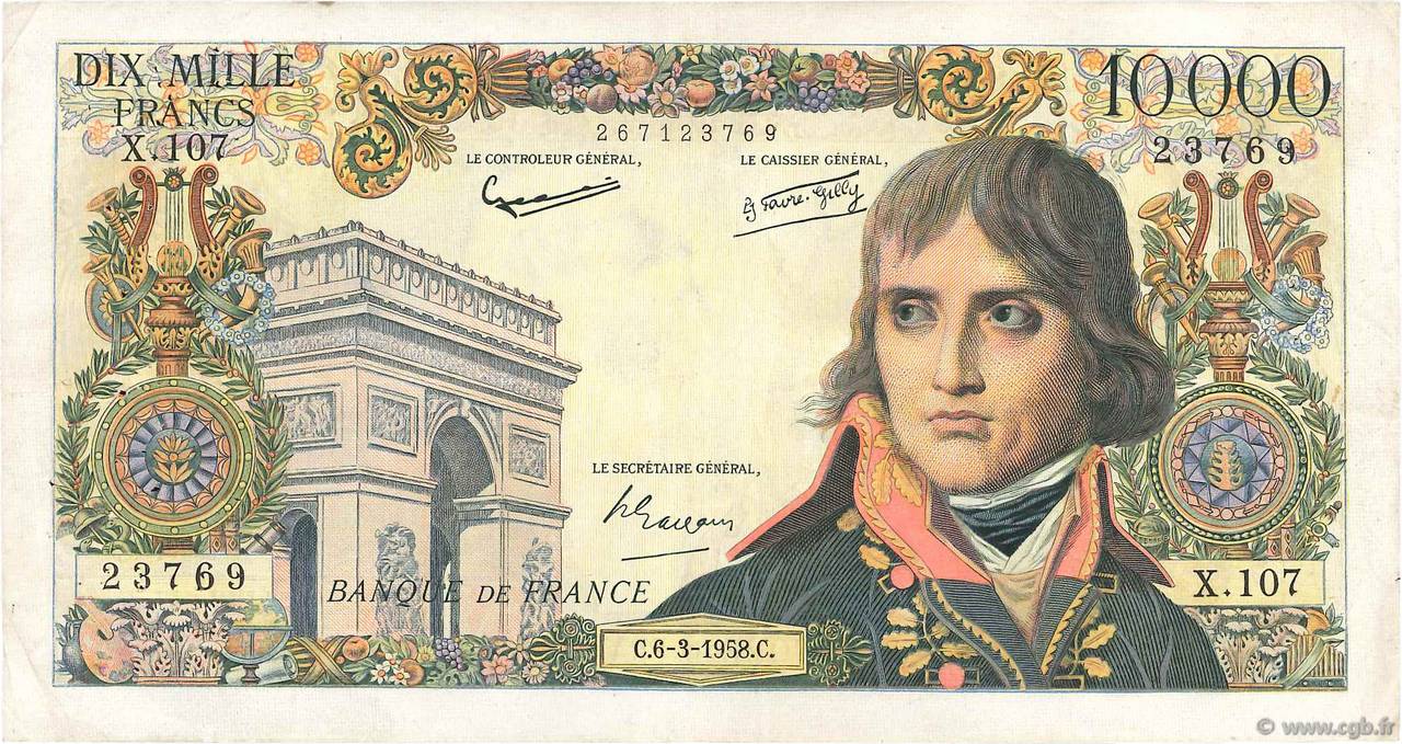 10000 Francs BONAPARTE FRANCE  1958 F.51.11 TB