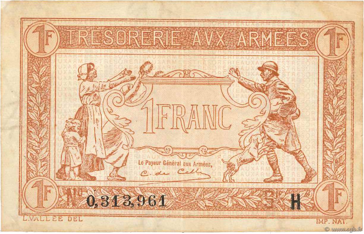 1 Franc TRÉSORERIE AUX ARMÉES 1917 FRANCE  1917 VF.03.08 pr.SUP