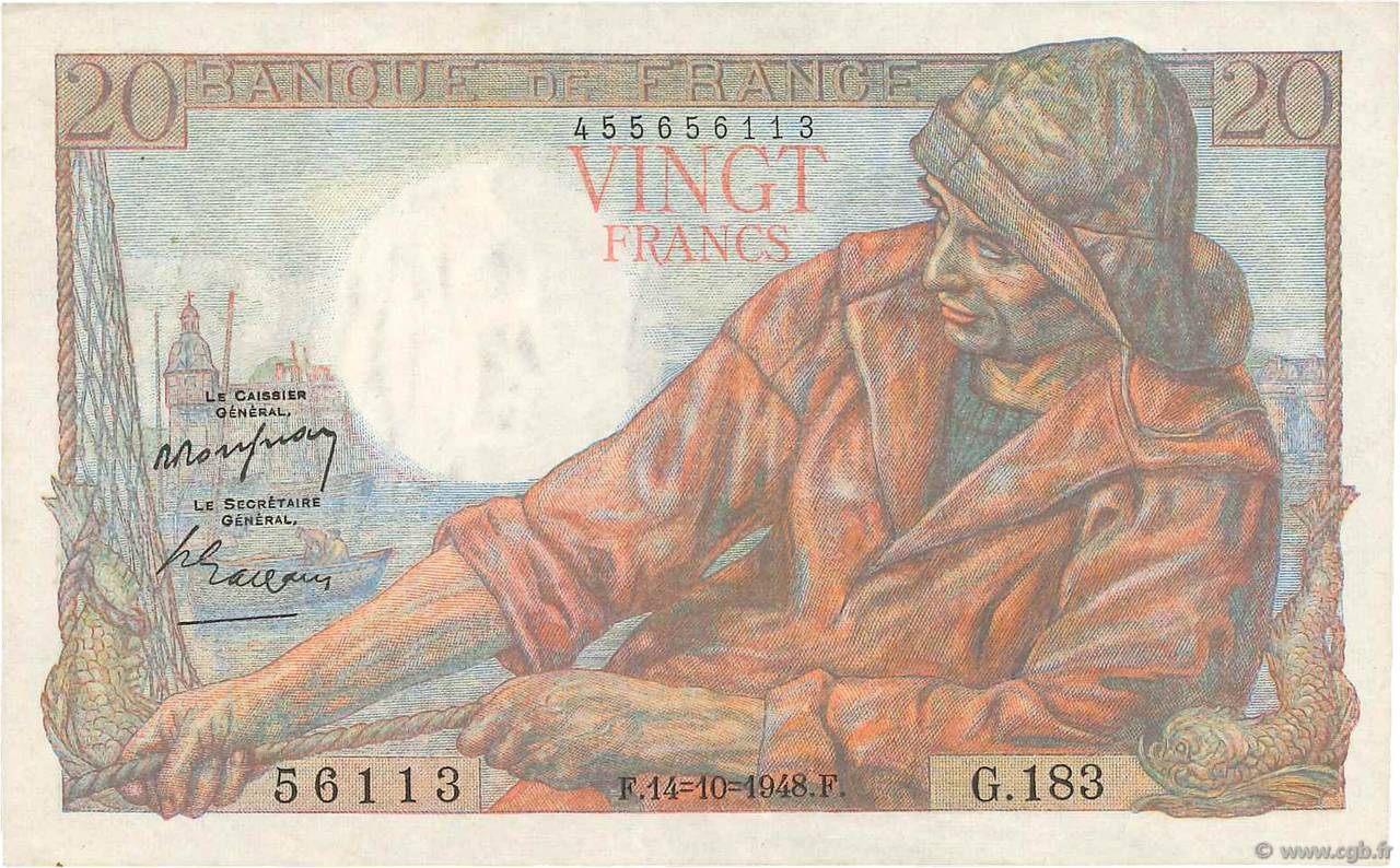 20 Francs PÊCHEUR FRANCE  1948 F.13.13 TTB