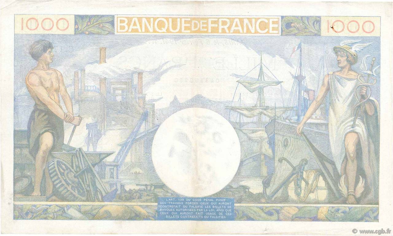 1000 Francs COMMERCE ET INDUSTRIE FRANCE 1941 F 39 04 B95 4551 Billets