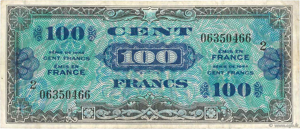100 Francs DRAPEAU FRANCE  1944 VF.20.02 TB+