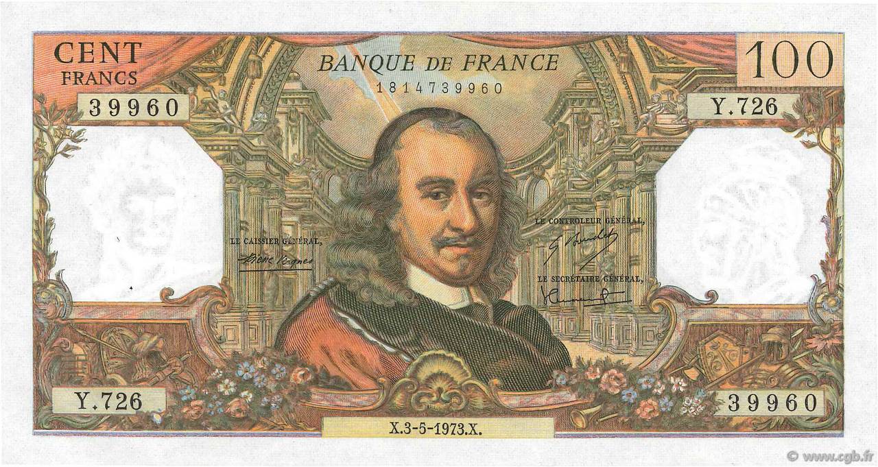 100 Francs CORNEILLE FRANCE 1973 F.65.42 SPL