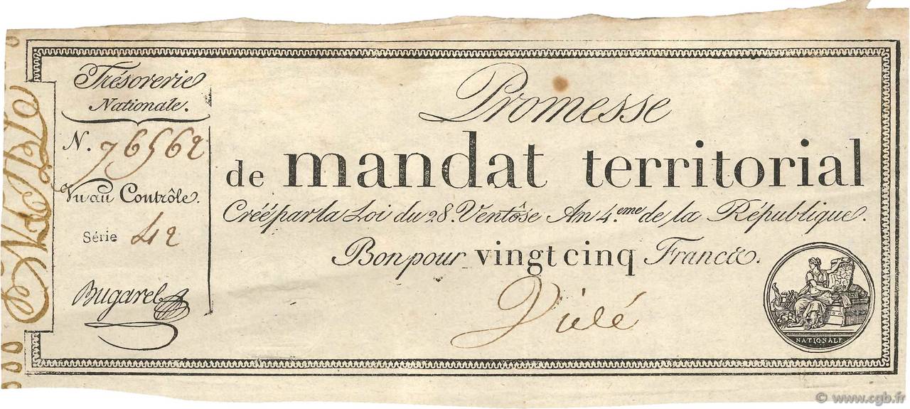 25 Francs avec série FRANCE 1796 Ass.59b TTB