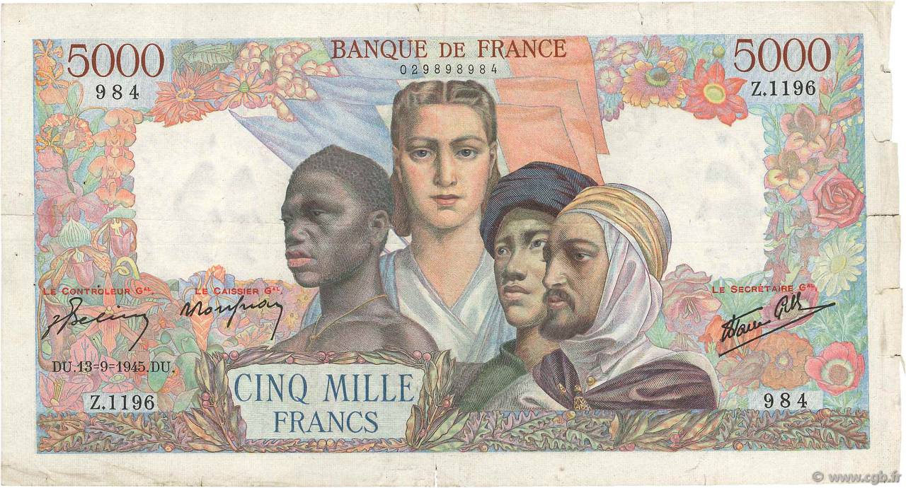 5000 Francs EMPIRE FRANÇAIS FRANCE 1945 F.47.43 TB