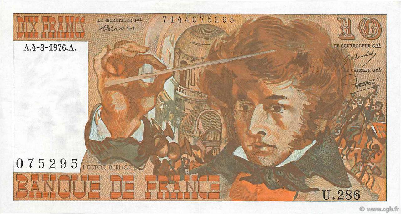 10 Francs BERLIOZ FRANCE 1976 F.63.18 SUP