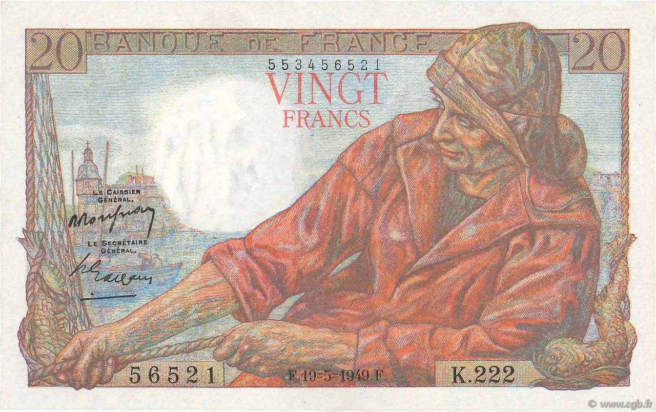 20 Francs PÊCHEUR FRANCE 1949 F.13.15 SUP+