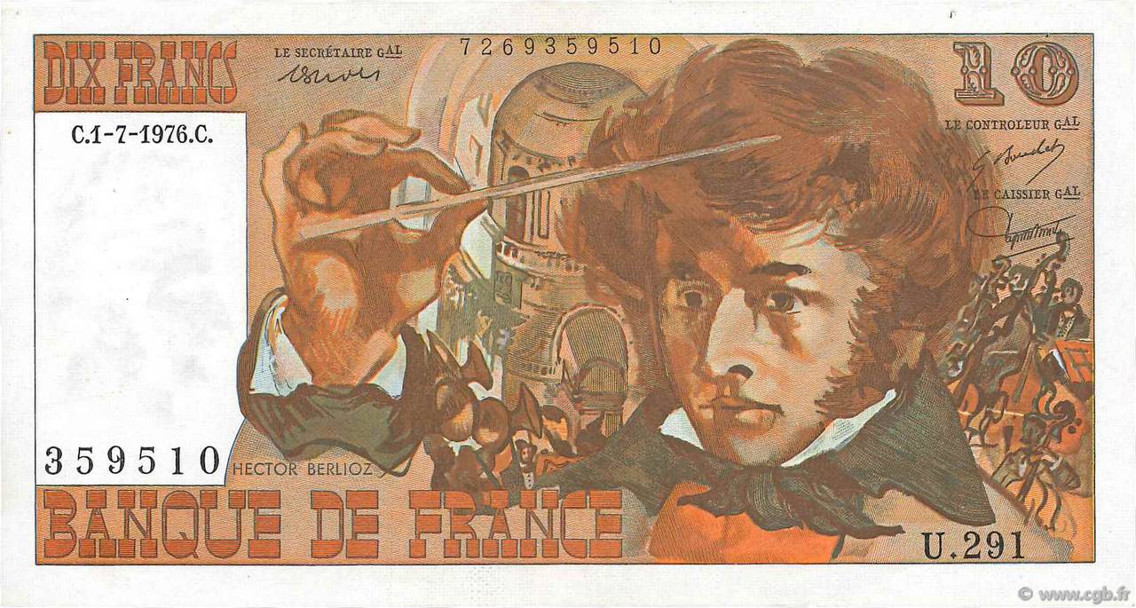 10 Francs BERLIOZ FRANCE 1976 F.63.19 SUP