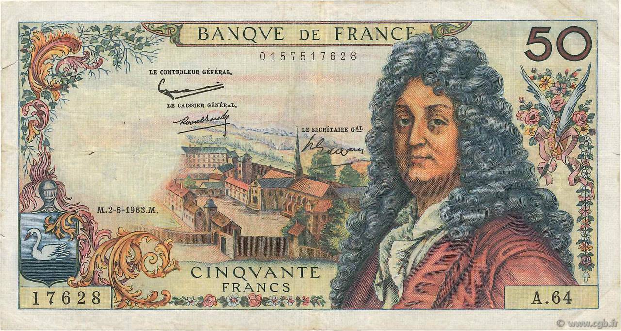 50 Francs RACINE FRANCE 1963 F.64.05 pr.TB