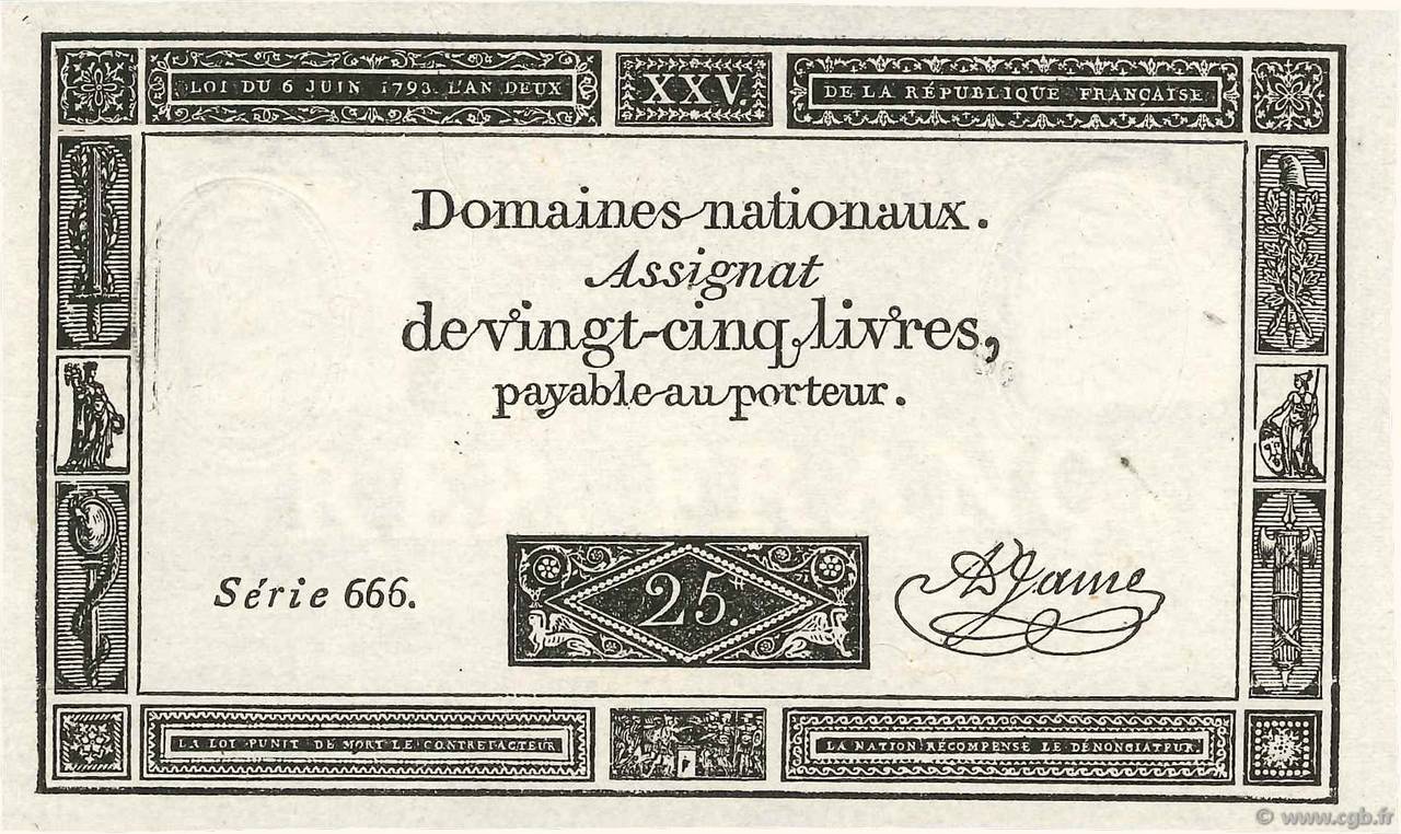 25 Livres FRANCE 1793 Ass.43a NEUF