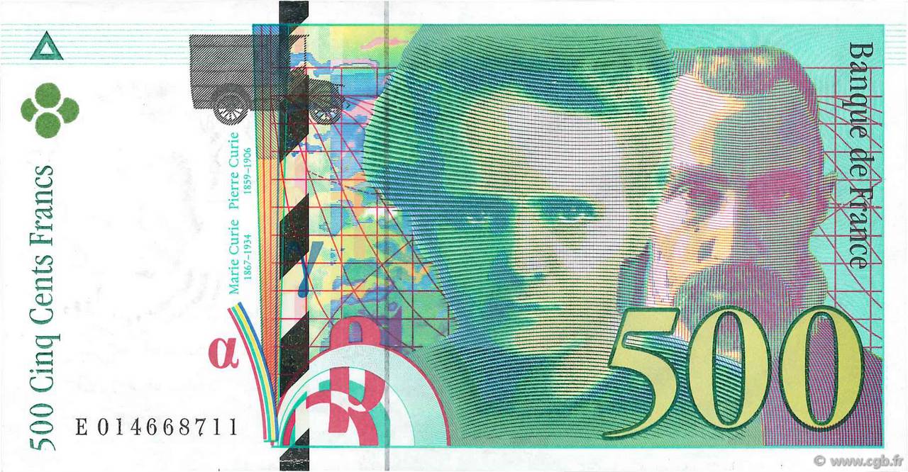 500 Francs PIERRE ET MARIE CURIE FRANCE 1994 F.76.01 SUP