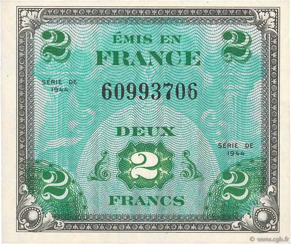 2 Francs DRAPEAU FRANCE 1944 VF.16.01 pr.NEUF