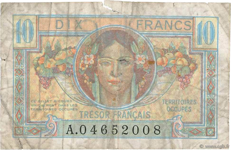 10 Francs TRÉSOR FRANÇAIS FRANCE 1947 VF.30.01 B