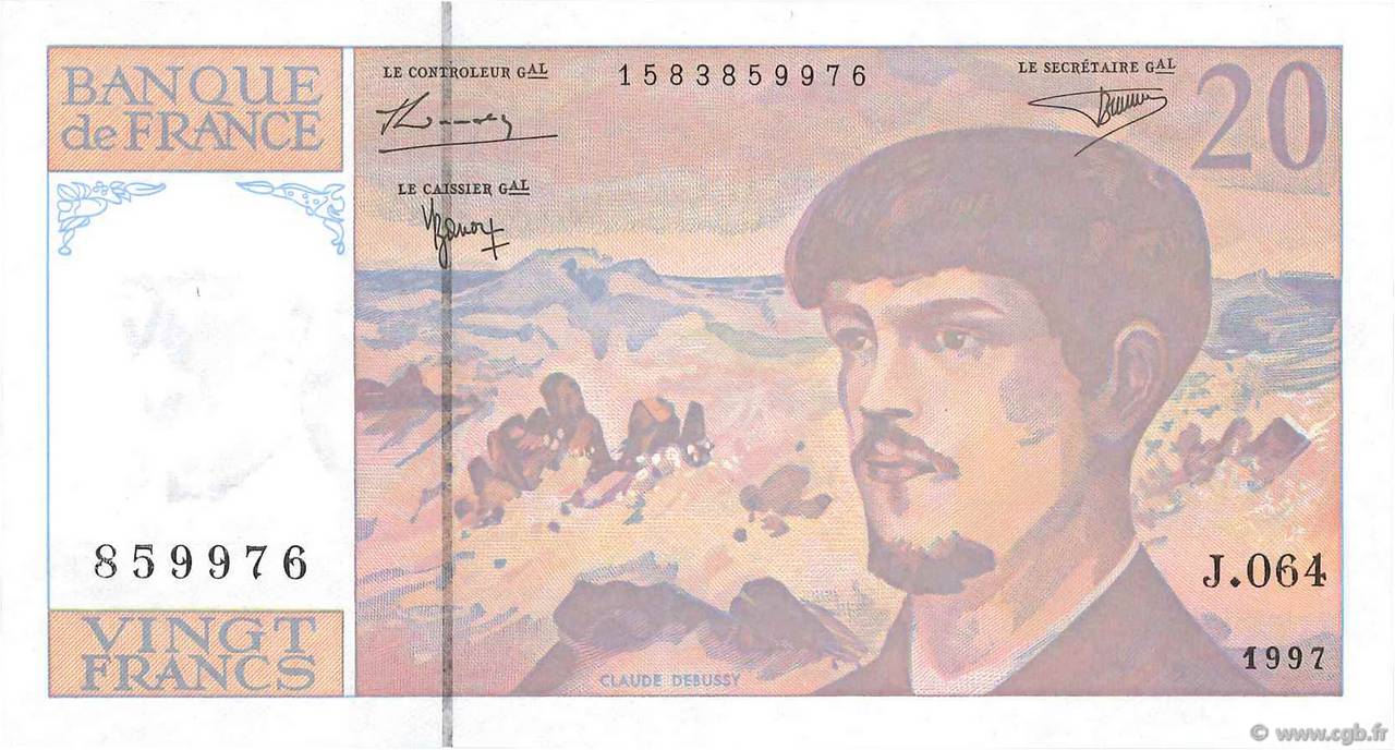 20 Francs DEBUSSY Modifié FRANCE 1997 F.66ter.02-64 NEUF