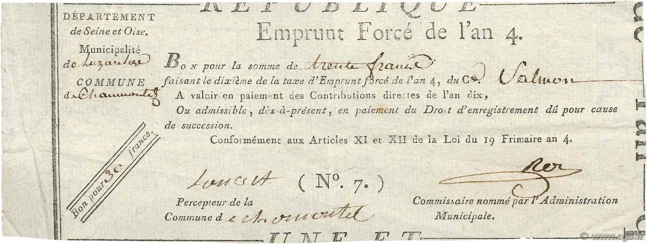 30 Francs FRANCE 1795 Ass.-- TTB