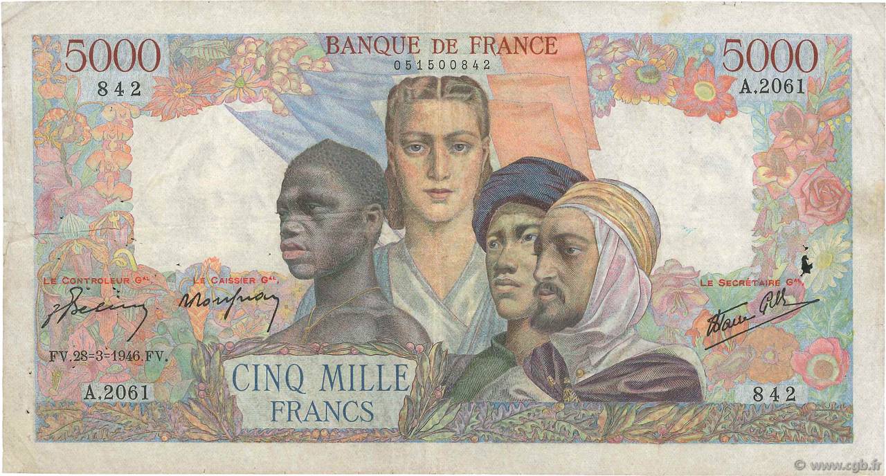 5000 Francs EMPIRE FRANÇAIS FRANCE  1946 F.47.51 pr.TB