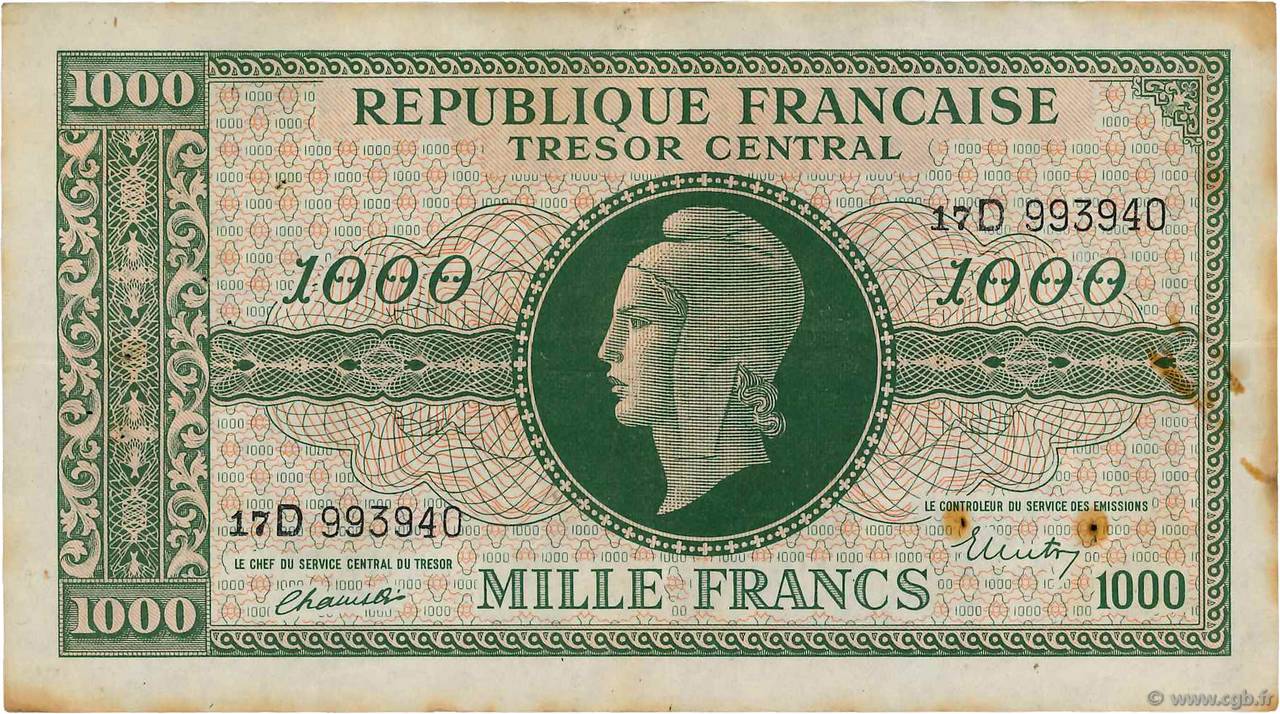 Francs Marianne Thomas De La Rue France Vf B Billets