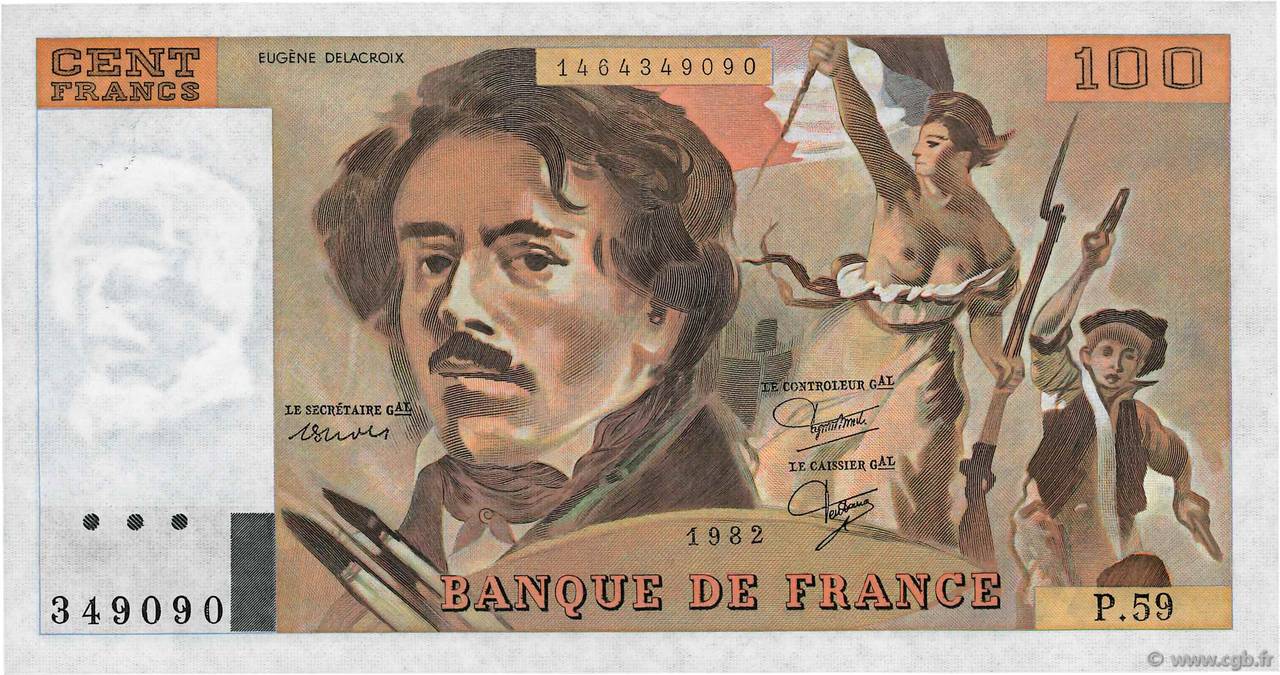 100 Francs DELACROIX modifié FRANCE 1982 F.69.06 pr.NEUF