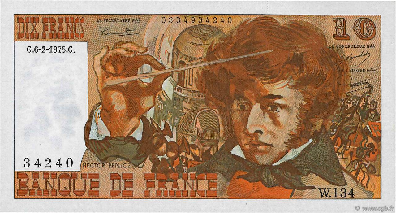 10 Francs BERLIOZ FRANCE  1975 F.63.08 pr.NEUF