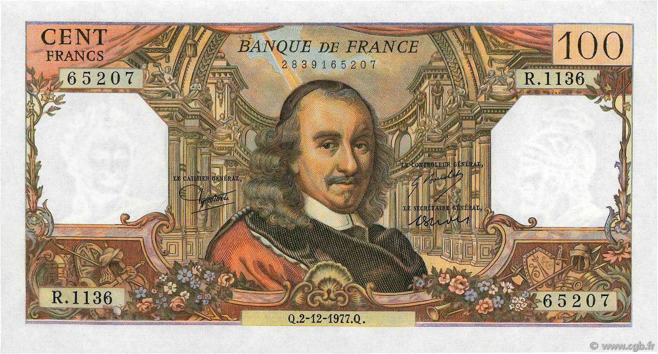 100 Francs CORNEILLE FRANCE 1977 F.65.60 SPL+