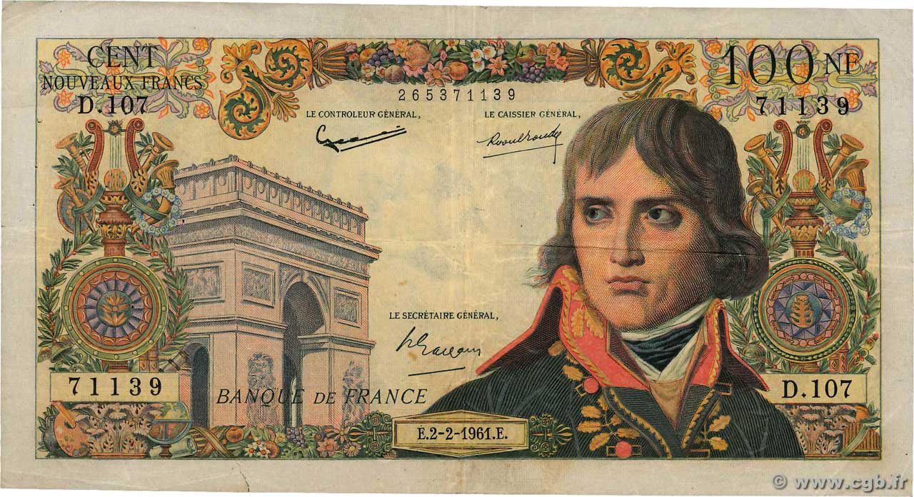 100 Nouveaux Francs BONAPARTE FRANCE 1961 F.59.10 pr.TB