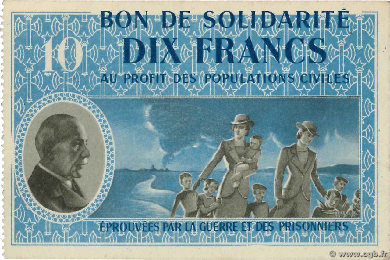 10 Francs BON DE SOLIDARITÉ FRANCE régionalisme et divers  1941 KL.07C pr.NEUF