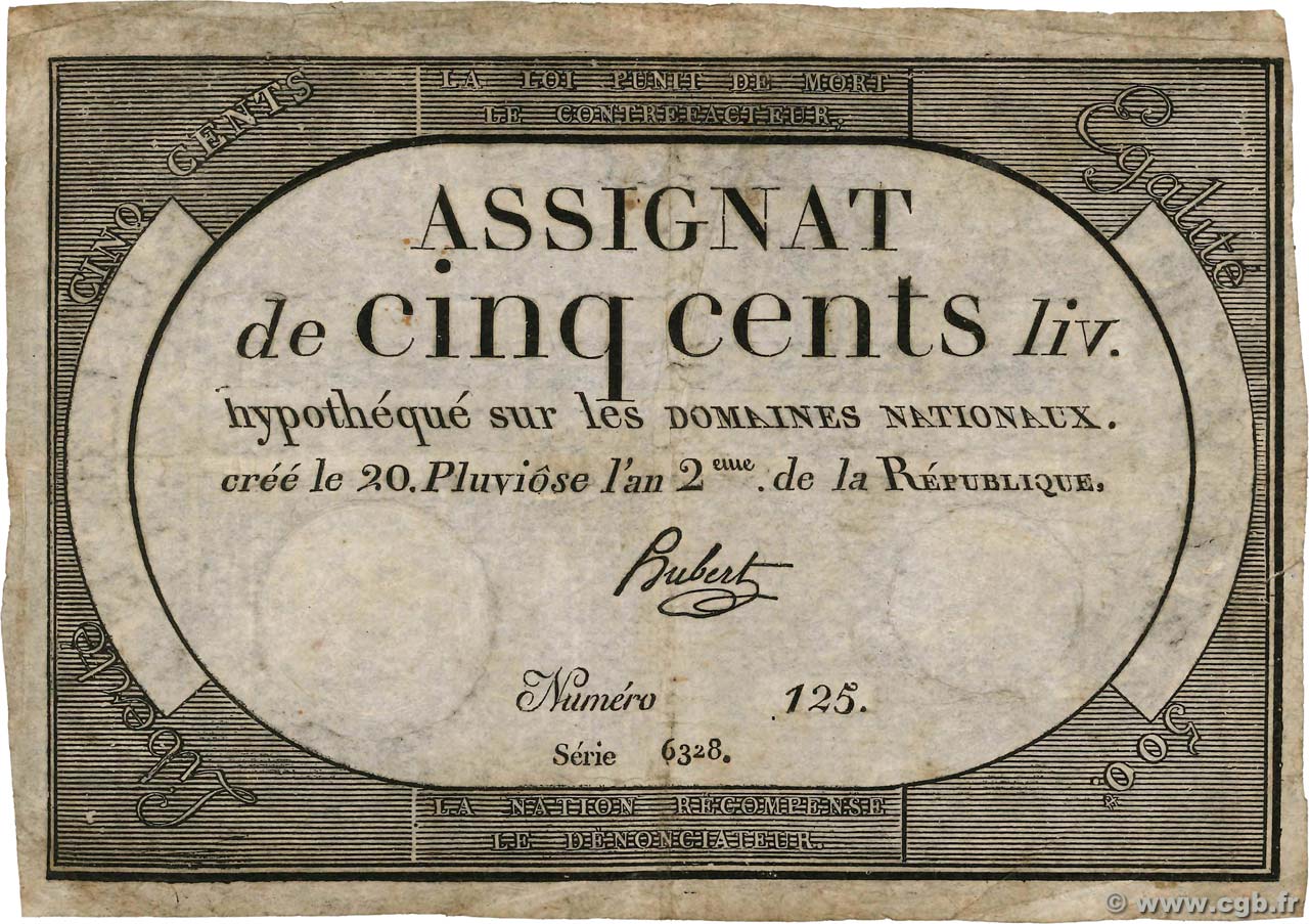 500 Livres FRANCIA 1794 Ass.47a RC+