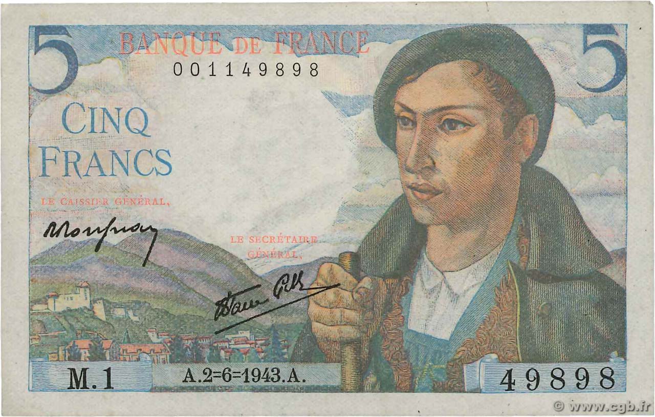 5 Francs BERGER FRANCIA  1943 F.05.01 BB