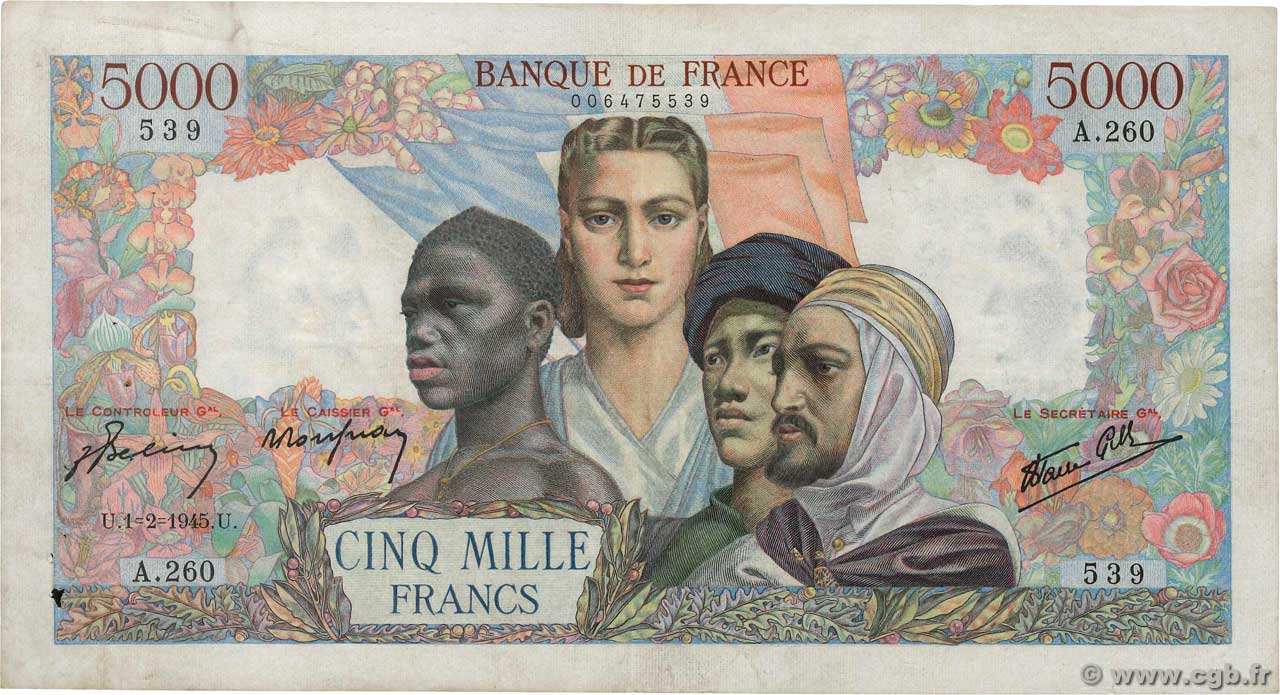 5000 Francs EMPIRE FRANÇAIS FRANCE 1945 F.47.11 TTB