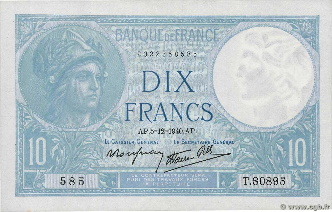 10 Francs MINERVE modifié FRANCE  1940 F.07.23 pr.NEUF