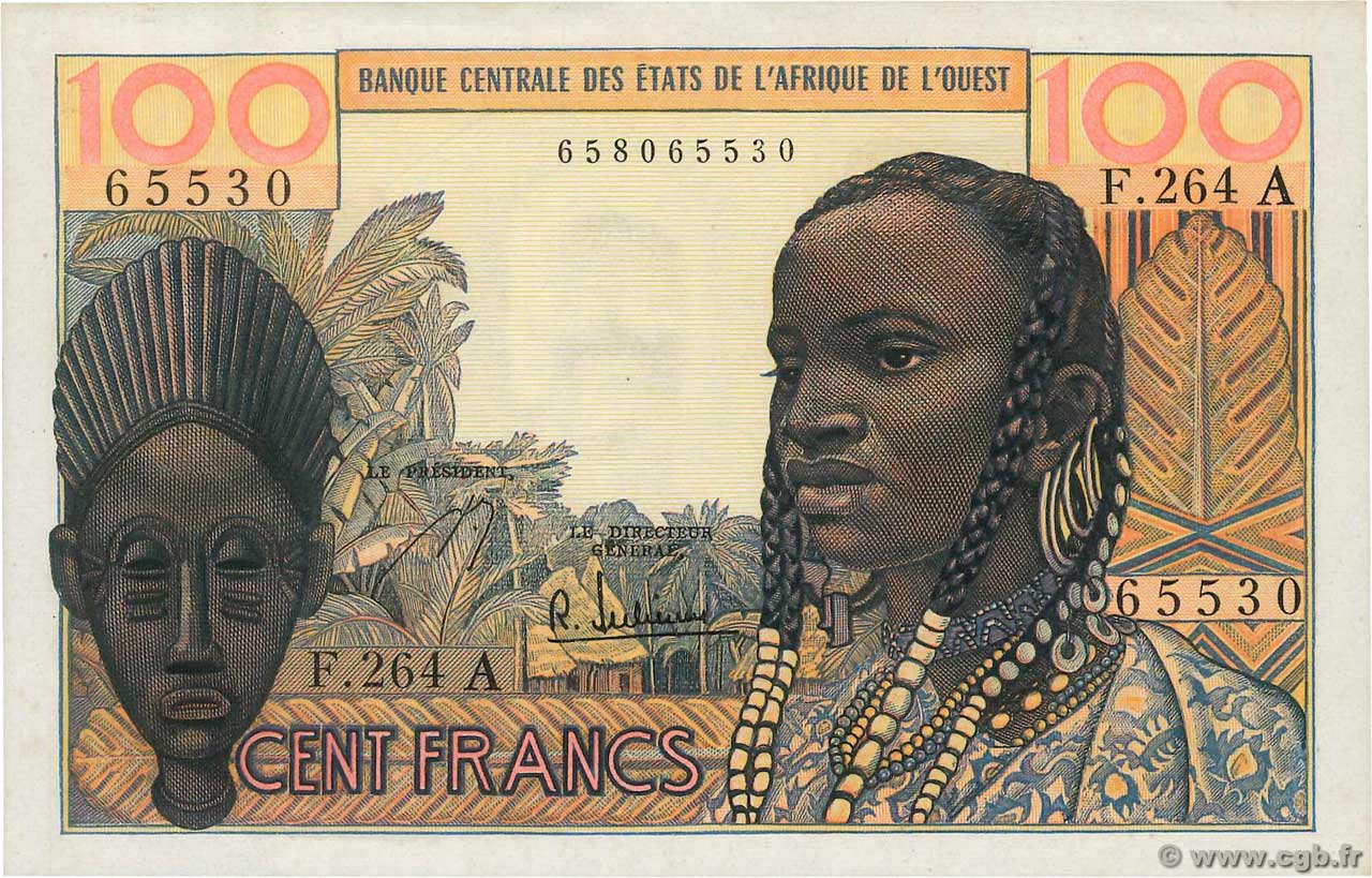 100 Francs WEST AFRICAN STATES  1966 P.101Ag AU
